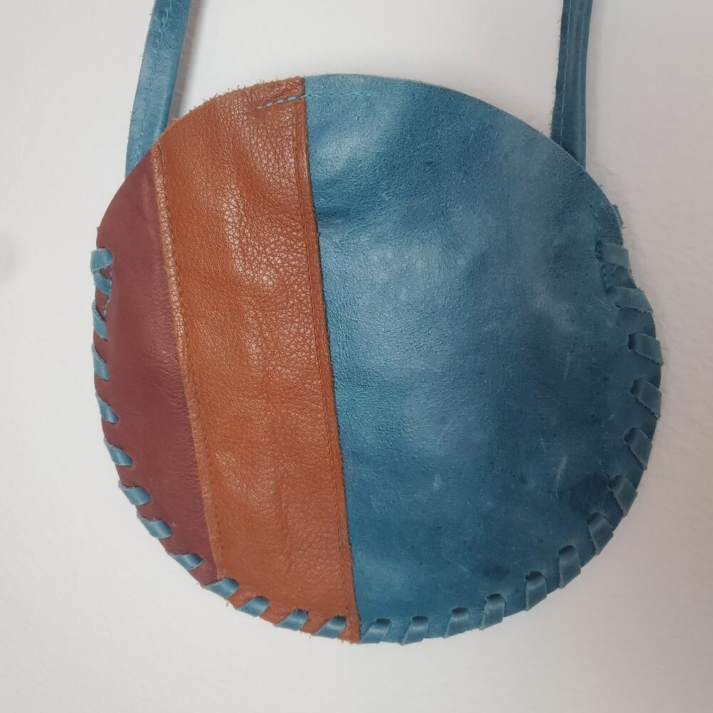 Daylin Skye One of a Kind Original Leather Round 8 in Turquoise Purse Minimal
